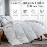 Lightweight Goose Feather Down Fiber Comforter Oversized King, 750 FP Cloudy-Fluffy Duvet Insert, Ultra-Soft Pima Cotton Blend Cover, Hotel Luxury Comforter for Hot Sleepers, White, 120x98 Inches BPC