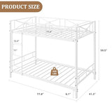 IDEALHOUSE Metal Bunk Bed Twin Over Twin, Modern Heavy Duty Bunkbeds with Safety Guard Rails & Space-Saving Design, Steel Twin Bunk Beds for School, Bedroom, White IDEALHOUSE