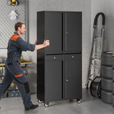 Metal Garage Storage Cabinet with 4 Wheels and 2 Drawers, 72" Heavy Duty Rolling Tool Storage Cabinet Organizer, Locking Doors and Adjustable Shelves for Garage, Workshop, Office, Warehouse PeacefulHues