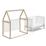 Storkcraft Orchard 5-in-1 Convertible Crib (White with Driftwood) – GREENGUARD Gold Certified, Canopy Style Baby Crib, Converts from Crib to Toddler Bed, Daybed and Full-Size Bed Storkcraft