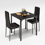 Gizoon Kitchen Table for 2, Table and Chairs Set of 2, 3 Piece Dinner Table Set with 2 Upholstered PU Leather Chairs for Dining Room, Living Room, Apartment, Small Space, Black Gizoon