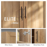 Prepac Natural Oak Elite 65" Tall Accent Kitchen Pantry Cabinet, Craft or Bathroom Storage Cabinet, Buffet Storage with Panel Doors, 3 Shelves, 32" W x 16.75" D x 65" H, Ideal for Home Organization Prepac