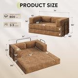 WLIVE 71'' Futon Sofa Bed, Convertible Sleeper Sofa, Folding Pull Out Couch Boneless Mattress with Fixed Frame, Corduroy, Brown WLIVE