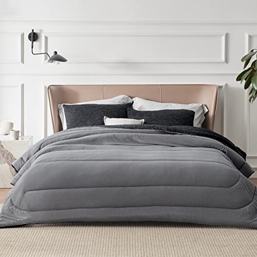 Bedsure Queen Comforter Set - Cooling and Warm Bed Set, Charcoal Black Reversible Bedding for All Season, 3 Pieces, 1 Queen Size Comforter (88"x88") and 2 Pillow Cases(20"x26") Bedsure