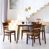 Livinia Cabin Dining Chair Set of 2, Solid Malaysian Oak PU Leather Upholstered Cushion Seat Wooden Ladder Back Side Chairs (Walnut) Assembly Livinia