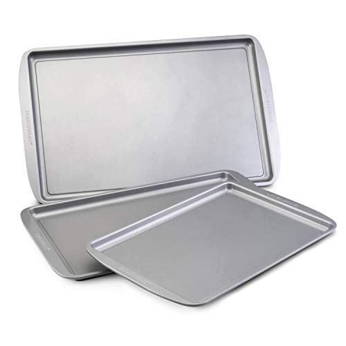 Farberware Bakeware Nonstick Cookie Baking Sheets, 3-Piece Set, Gray