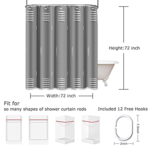 Semtomn Shower Curtain Sports Locker Room Fitness School Gym 72"x72" Home Decor Waterproof Bath Bathroom Curtain Set with Hooks Semtomn