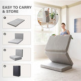 Tri-Fold Memory Foam Mattress, 4 inch Twin Folding Mattress with Collapsible and Washable Cover, Travel and Guest Mat, 75"×38"×4", Grey MLILY