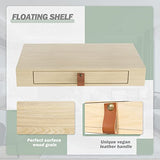 Bloddream Floating Shelf with Drawer, Nightstand for Bedroom - 16'' Wall Shelf, White Floating Shelf with Storage, Floating Bedside Table (Natural) Bloddream