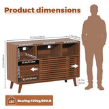 47" Large Record Player Stand with Sliding Doors, Mid Century Modern Vinyl Record Storage Display Cabinet Up to 350 LPs, Turntable Media Console for Living Room Bedroom(Walnut) Forrelaxis