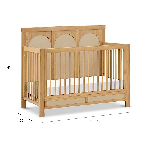 Namesake Eloise 4-in-1 Convertible Crib in Honey and Performance Sand Eco-Weave, GREENGUARD Gold Certified NAMESAKE