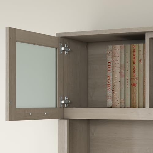 Bush Home Somerset 72W Office Desk with Drawers and Hutch in Ash Gray Bush Home