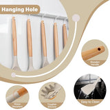 NCUE Kitchen Utensils Set with Holder, 26 pcs BPA Free Non-stick, Wooden Handle Heat Resistance Silicone Spatula Spoon Kitchen Gadgets Cooking Utensils Set (Khaki) NCUE