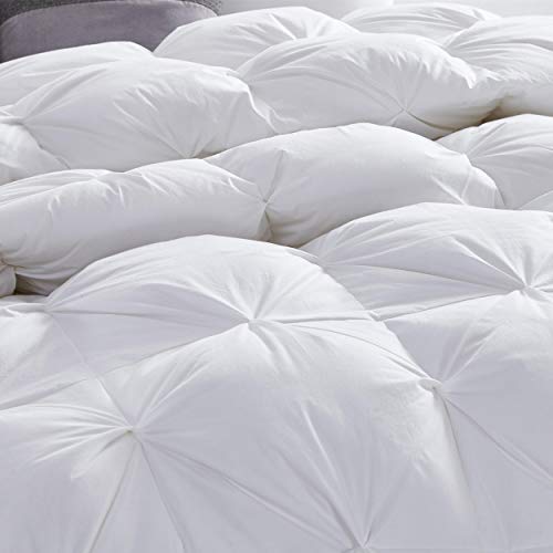 Luxurious All-Season Goose Down Feather Fiber Comforter Super King Size Duvet Insert (120x120), Exquisite Pinch Pleat Design- White, Premium Baffle Box, 100% Egyptian Cotton Cover, 85 oz. Fill Weight EGYPTIAN BEDDING