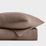 EVERGRACEHOME Cotton Coverlet Set Full Queen Size 3 Pieces, Lightweight Soft Ribbed Matelassé Bedspread Quilt Set, Cozy Oversized Quilted Bedding Set with 2 Pillow Shams for All Seasons, Mocha Brown EVERGRACEHOME