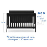 Delta Children Simmons Kids Carter 6-in-1 Convertible Crib - Greenguard Gold Certified, Black Ebony Delta Children