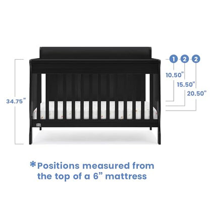 Delta Children Simmons Kids Carter 6-in-1 Convertible Crib - Greenguard Gold Certified, Black Ebony