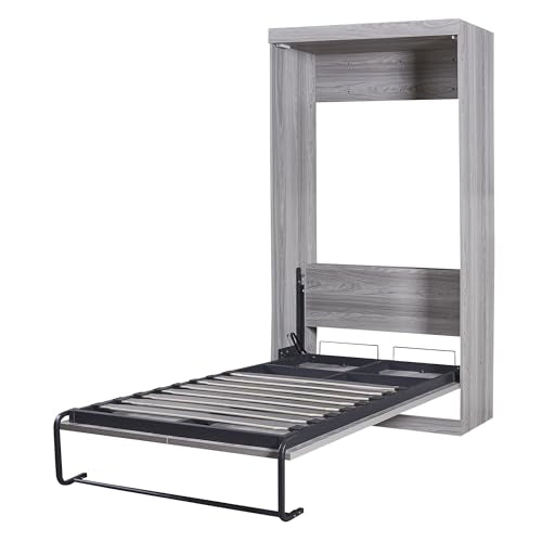 Harper & Bright Designs Twin Size Murphy Bed Frame, Modern Wall Bed Can Be Folded into a Cabinet, Twin Murphy Bed Frame for Bedroom, Living Room or Home Office (Twin, Gray) Harper & Bright Designs