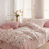 Bildenly Heart Comforter Set Twin Size 2 Pieces Red Pink Heart Comforter Bedding Sets for Girls Kids Cute Love Hearts Bed in A Bag Bedding with 1 Pillowcase for All Seasons Bildenly