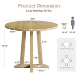 Tribesigns Small Conference Table for 2-4 People, 31.5" Round Office Meeting Table with Unique & Sturdy Pedestal, for Conference Room, Small Spaces, Natural Wood Color Tribesigns