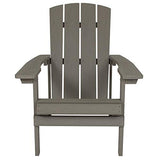 Flash Furniture Charlestown Indoor/Outdoor Faux Wood Adirondack Chair, Weather-Resistant Polyresin Patio Adirondack Chair with 350-lb. Static Weight Capacity, Gray Flash Furniture