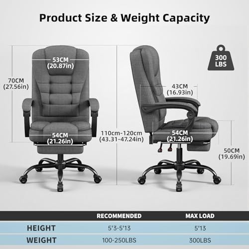 Office Chair, Big and Tall Ergonomic Gaming Chair for Adults, Comfy Reclining Computer Chair with Footrest, Adjustable Swivel Desk Chair, Executive Gamer Chair, Comfortable Silla Gamer for Home & Game SITMOD