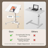 JYLH JOYSEEKER Foldable Mobile Standing Desk, 90 Tiltable Rolling Standing Desk, Height Adjustable Portable Laptop Workstation for Home Office, Easy to Fold, White JYLH JOYSEEKER