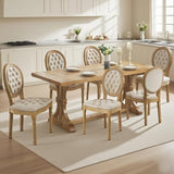 SoarFlash French Velvet Dining Chairs Set of 6, Vantage Dining Chair with Round Back, Wood Leg Farmhouse Country Dining Chair for Kitchen,Bedroom,Beige SoarFlash