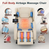 2026 Massage Chair, Massage Chairs Full Body and Recliner with 10 Fixed Points, Zero Gravity, Wood Grain Leather, Foot Massage, Airbags, Lumbar Heating, Bluetooth and Control Screen (Leather White) yewglen