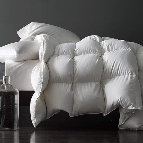 Royoliving Premium Feathers Down Duvet Insert Comforter Oversized King Size All Season Medium Warmth White 100% Cotton Cover with Corner Tabs (120x98, 77 oz) Royoliving