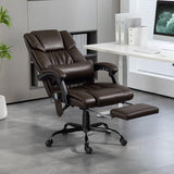 Vinsetto High Back Massage Office Chair with 6 Vibration Points, PU Leather Reclining Computer Chair, Ergonomic Desk Chair with Footrest Adjustable Height and Remote, Brown Vinsetto