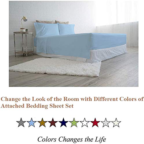 NON Sticky cotton Premium Super Single Waterbed Sheets, 4 Piece Egyptian Cotton Attached Sheet Set with 15" Deep Pocket, Soft Breathable Bedding for Waterbeds 48" x 84", Light Blue Solid NON Sticky cotton