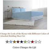 NON Sticky cotton Premium Super Single Waterbed Sheets, 4 Piece Egyptian Cotton Attached Sheet Set with 15" Deep Pocket, Soft Breathable Bedding for Waterbeds 48" x 84", Light Blue Solid NON Sticky cotton