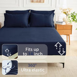 MUXHOMO 7 Pieces Queen Comforter Set, Soft Bed in a Bag Queen Size, All Season Bedding Set with Comforter, Flat Sheet, Fitted Sheet, Pillowcases & Shams, Navy Blue MUXHOMO