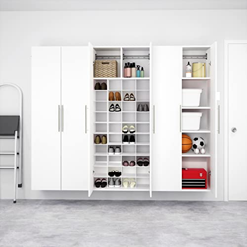 Prepac HangUps 30" Shoe Storage Cabinet, Cabinet Wall Mount, Wall Cabinet Storage for Shoes with 40 Cubbies, Ideal for Utility Room, Garage and Bedroom, 30" W x 72" H x 16" D, White Prepac