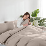 Hearth & Harbor Twin Size Duvet Cover & Bed Sheet Set Linen, 5 Piece Soft Double Brushed Twin/Twin XL Bedding Set, Includes Duvet Cover, Flat Sheet, Fitted Sheet, Pillowcases and Pillow Shams Hearth & Harbor