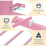 busyaeh Twin Loft Bed,Low Loft Bed with 9 Storage Drawers & 15.8" H Safety Guardrail & Inclined Ladder & Safety Handrail & LED Lights and Charging Station，Kids Loft Bed,Pink busyaeh