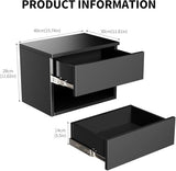 Floating Nightstand, Modern Wall Mounted Bedside Table with Drawer, Wood Bedside Shelf & Desk, End Table Wood Modern Night Stand for Bedroom (Black UI1, Set of 2) Kiseely