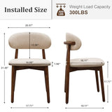 Farmhouse Dining Chairs Set of 4, Mid Century Modern Fabric Upholstered Kitchen Chairs, Wooden Dining Room Chair with Curved Back for Kitchen Dining Room Restaurant Cafe, Light Camel (Only Chairs) AmoUnico