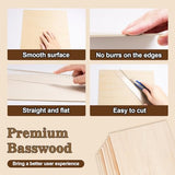 60 Pack Basswood Sheets for Laser Cutting, 12 x 12 x 1/8 Inch, Unfinished Squares Wood Sheets for Crafts - Smooth Surface Plywood for Wood Burning, Engraving, Architectural Models, Painting & Staining XSEINO