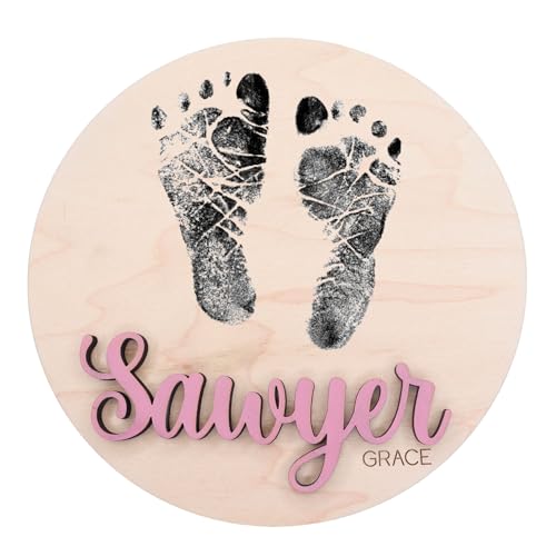 Baby Stats & Footprint Sign For Hospital, Newborn Announcement Sign For Hospital, Birth Announcement Sign Photo Prop, Laser Birth Footprint - WoodArtSupply