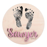 Baby Stats & Footprint Sign For Hospital, Newborn Announcement Sign For Hospital, Birth Announcement Sign Photo Prop, Laser Birth Footprint WoodArtSupply