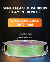 SUNLU 3D Printer Filament Bundle, Silk Filament Multicolor, Individually Vacuum Packed, Dual Color*5, Triple Color *3, 2kg in Total