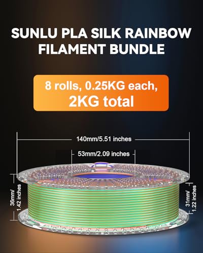 SUNLU 3D Printer Filament Bundle, Silk Filament Multicolor, Individually Vacuum Packed, Dual Color*5, Triple Color *3, 2kg in Total SUNLU