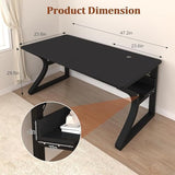 Aevum azn 47 inch Computer Desk, Home Office Desk with Storage Shelf, Sturdy U-Shaped Metal Frame Study Table with Cable Management, Gaming Desk for Office & Bedroom (Black, 47 inch) Aevum azn