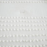 Comfort Spaces Cotton Comforter Set Jacquard Pom-Pom Tufts Design, Down Alternative, All Season Modern Bedding, Matching Shams, Full/Queen, Phillips, Ivory Comfort Spaces