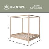 Purveyor 15 The Acadia Queen Canopy Bed, Solid Poplar Wood Bed Frame Without Headboard, All Natural & Strong Wood Bedframe with Wood Slat Support, Assembly Required, Queen Size Purveyor 15