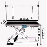 Lucky Pet Electric Lift Pet Grooming Table, Heavy Duty Pet Trimming Table, Professional X-Type Electric Lift for Large Dogs, with Overhead Arm, Clamps, Two Grooming Noose, 50 inch / Black Lucky Pet