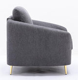 Acme Furniture Yuina Upholstered Fabric & Metal Sofa in Gray and Gold Acme