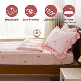 A Nice Night Zipper Bedding Pink Bow Printed on Colorful Rainbow Background Zippered Kids Comforter Set,Seersucker Chic Style Ultra Soft,Twin A Nice Night